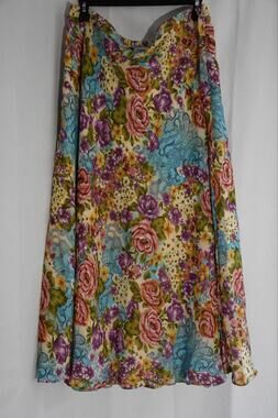 Coldwater Creek Multicolor Floral Lightweight Spring Maxi Skirt Lined Zip Sz 2X